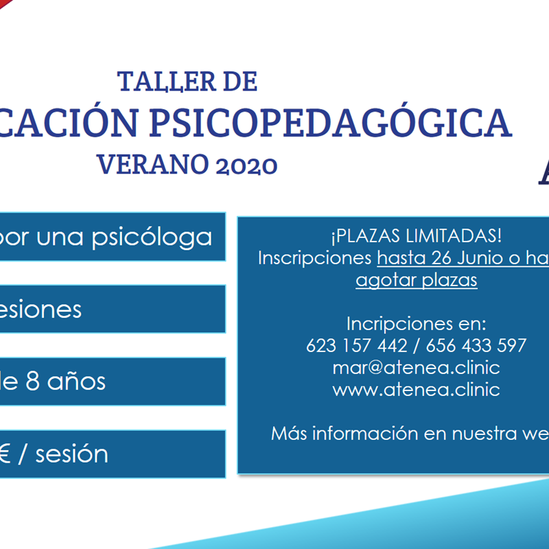 Taller reeducación psicopedagógica verano 2020